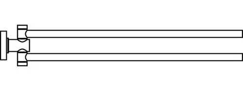 Zwei parallele Rohre mit Befestigungssystem, gefertigt aus verchromtem Material. Teil der IOM-Serie von Ideal Standard für Badezimmeranwendungen.